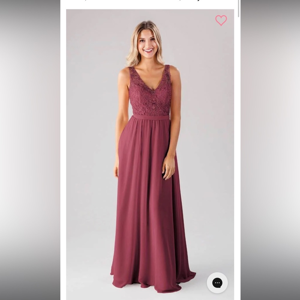 Kennedy Blue Rosewood Bridesmaid Dress –Size 14 (Fits Like 8) –Lace Chiffon Maxi